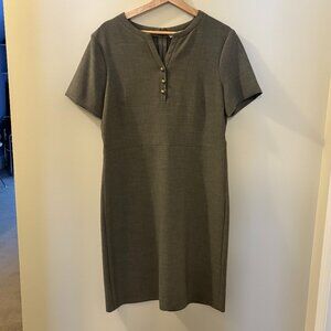Gerard Darel Short Sleeve V-Neck Dress Sophisticated grey SZ 42